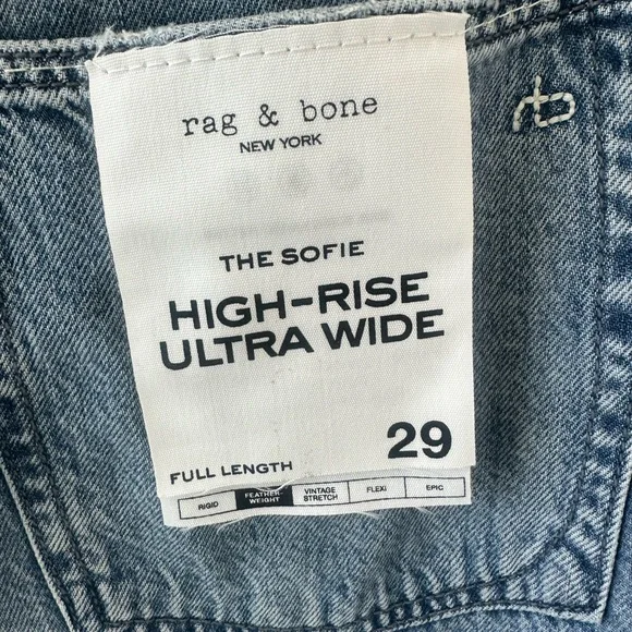 rag & bone Embellished Wide Leg Blue Jeans - Picture 6 of 7